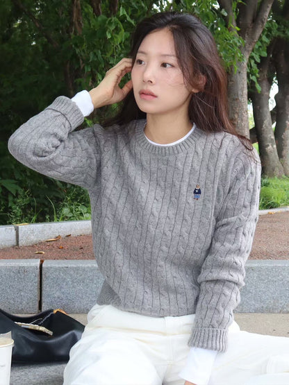 韓國 WhoAU Steve Cable R-neck Pull over【WA193】