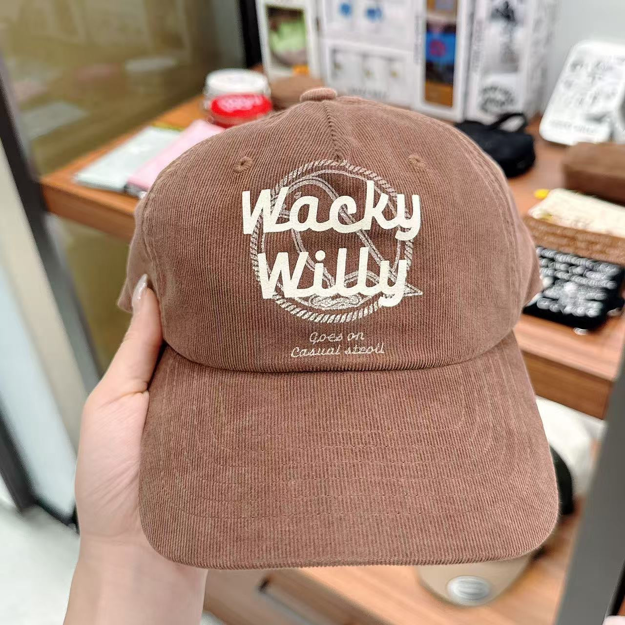 韓國 Wacky Willy Corduroy Vintage Print Cap【WW058】