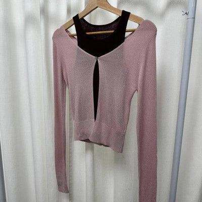 【現貨】假兩件針織開衫上衣【ST071】