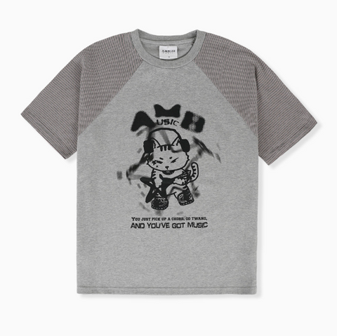 韓國 Ambler I Am A Cool Cat Raglan Graphic Short Sleeve T-shirt【AR109】