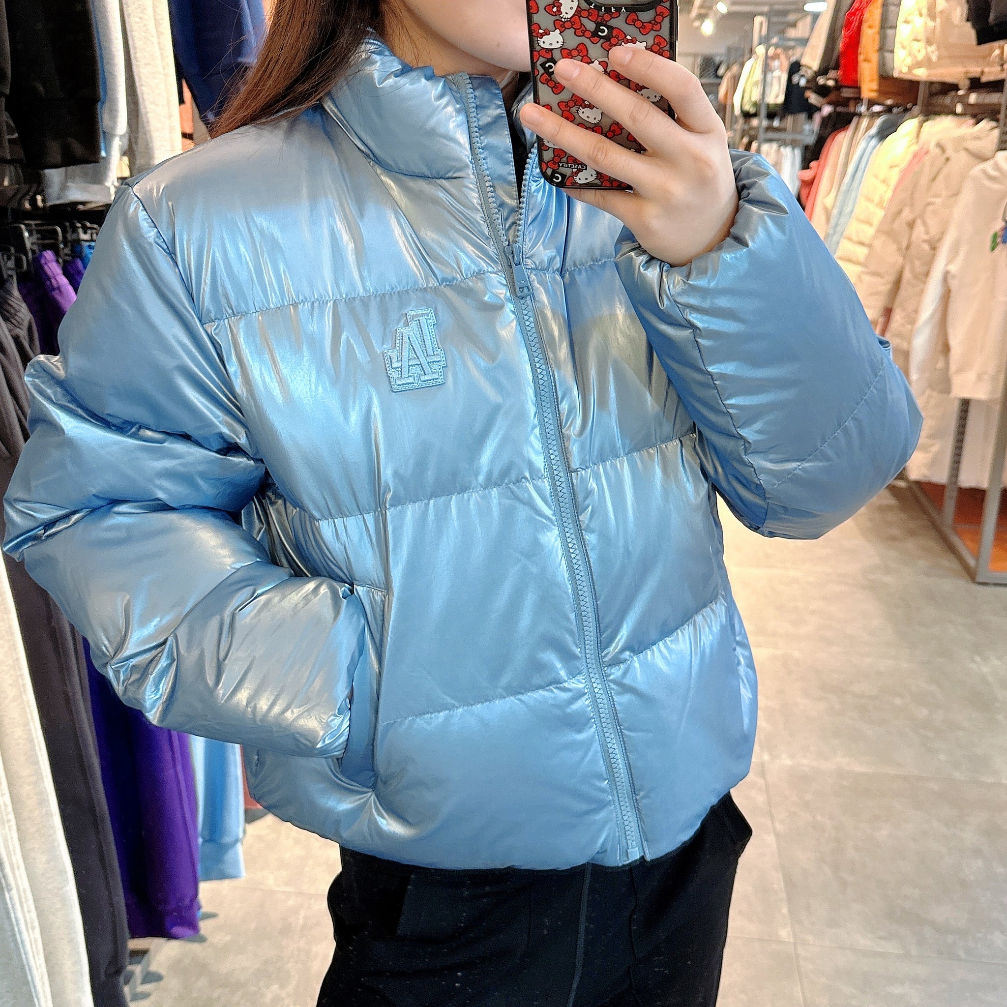 韓國 MLB Women's Crop Metal Glossy Curved Padded (鴨絨)【MB030】