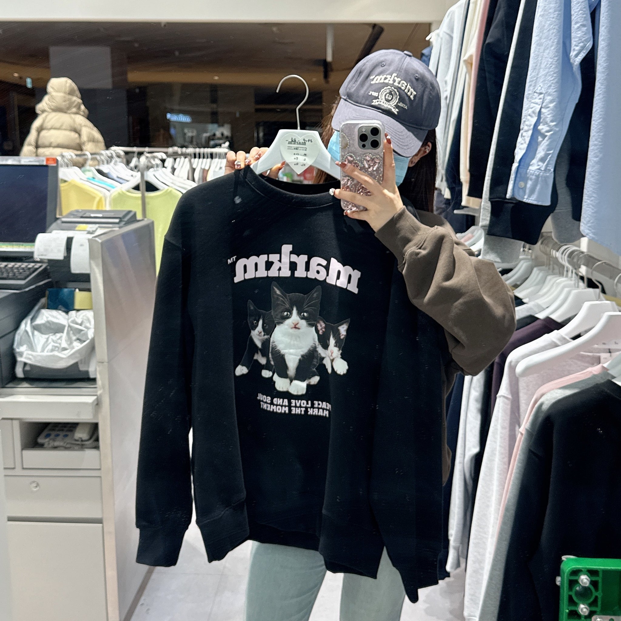 韓國 Markm MARKM KITTEN CREWNECK SWEATSHIRT【MA106】