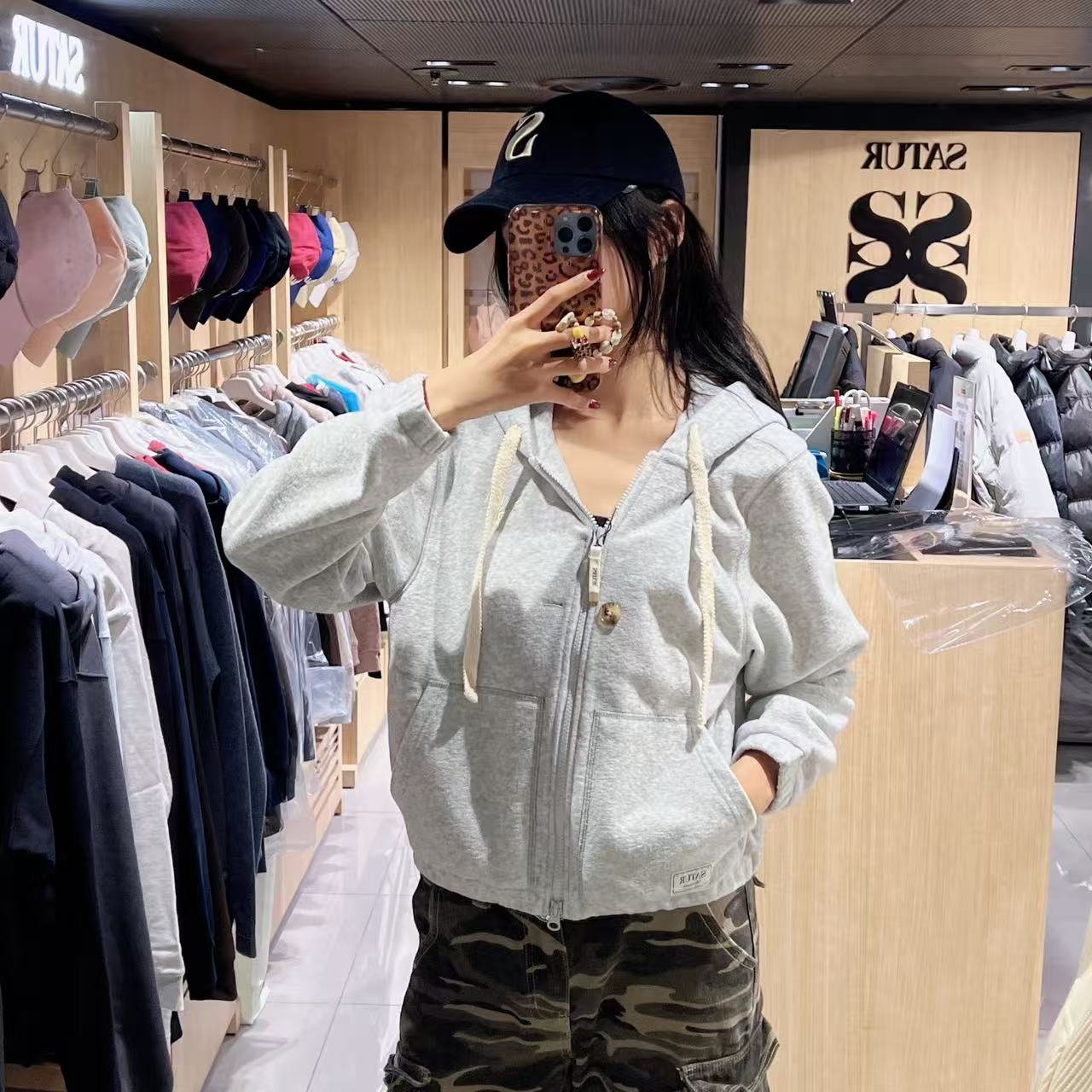 韓國 Satur Women's Theo Brushed Fleece Hooded Zip-Up【SR221】