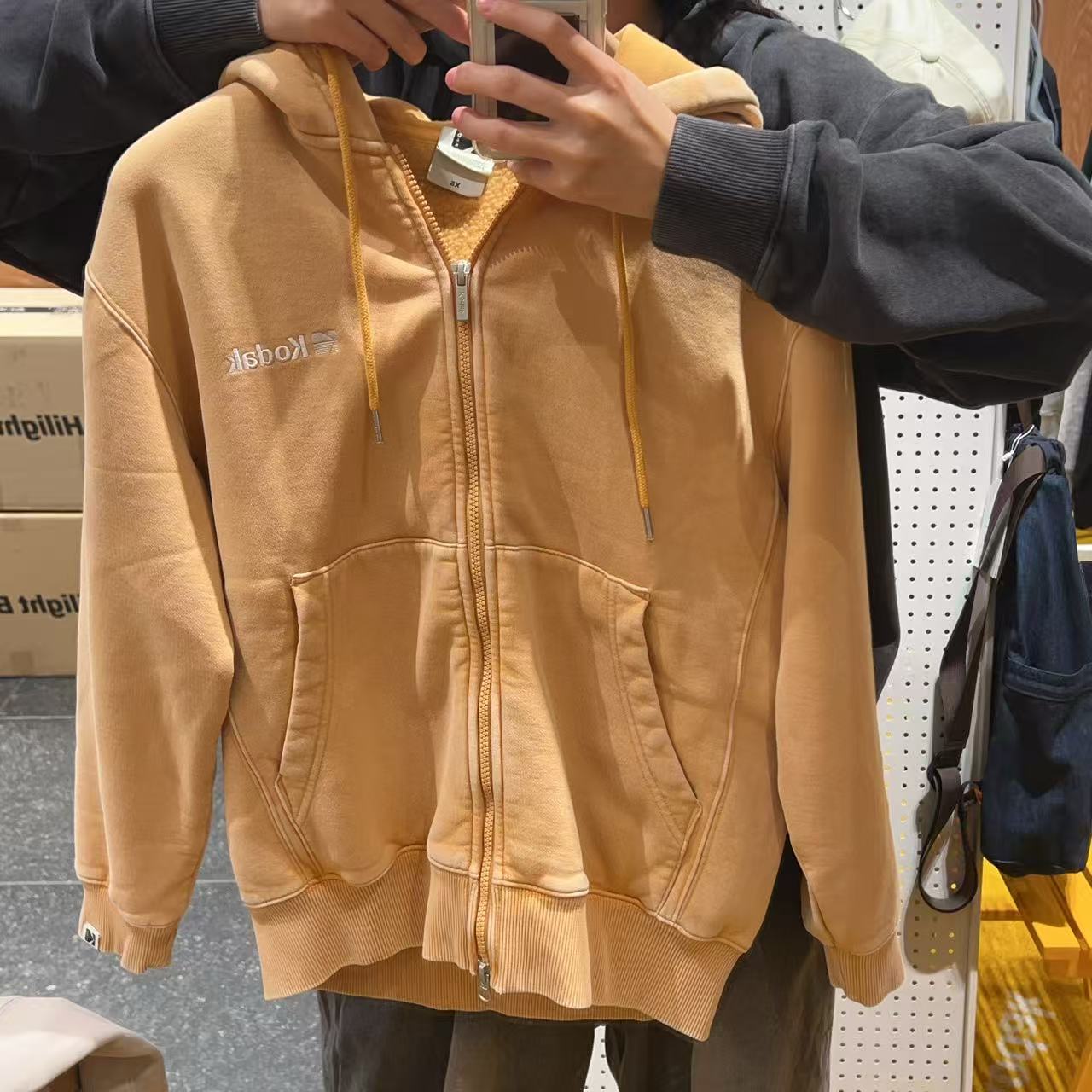 韓國 Kodak Essential Snowwashed Fleece Hooded Zip-Up【KK013】