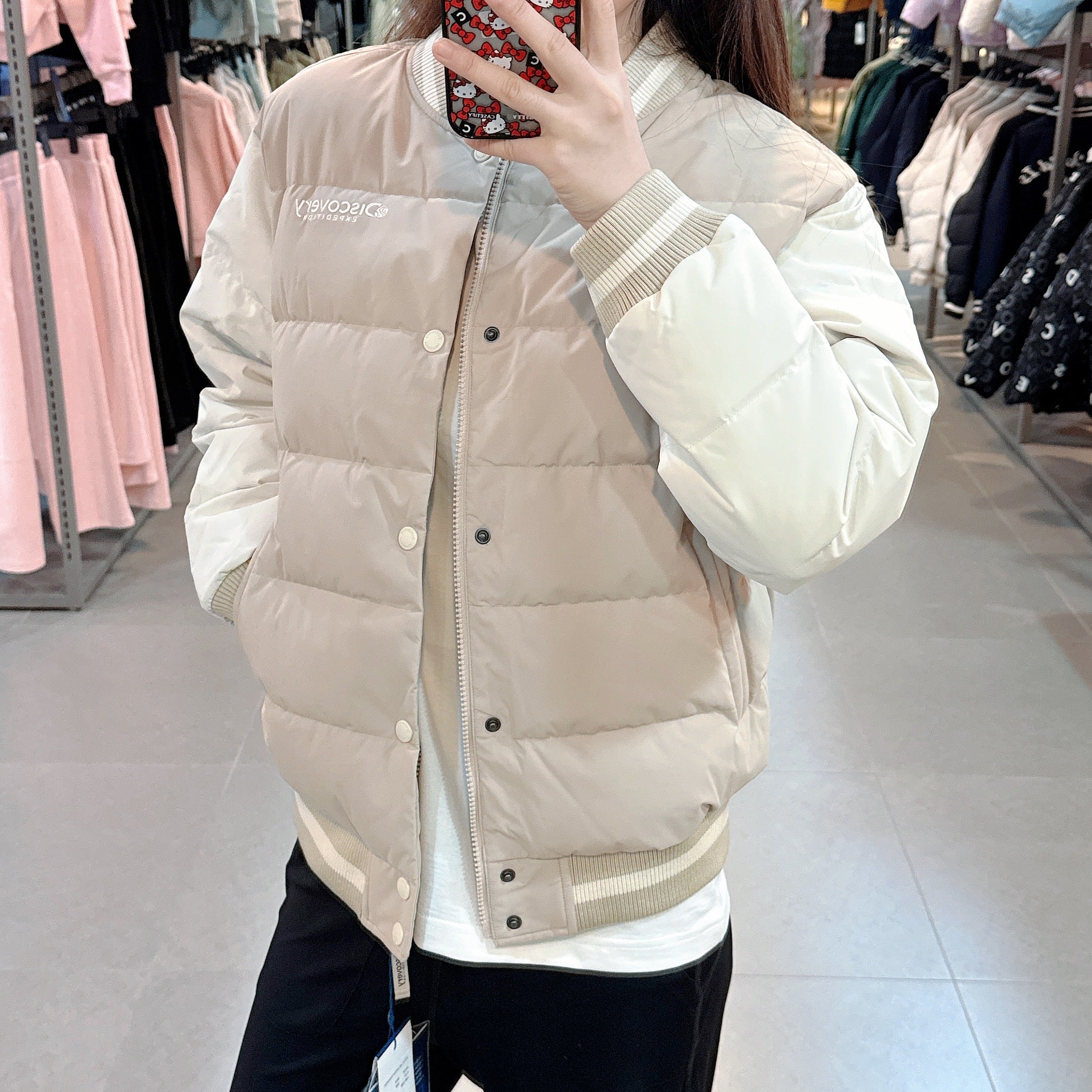 韓國 Discovery Kids Color Block Varsity Down Short Padding (鴨絨)【DY206】