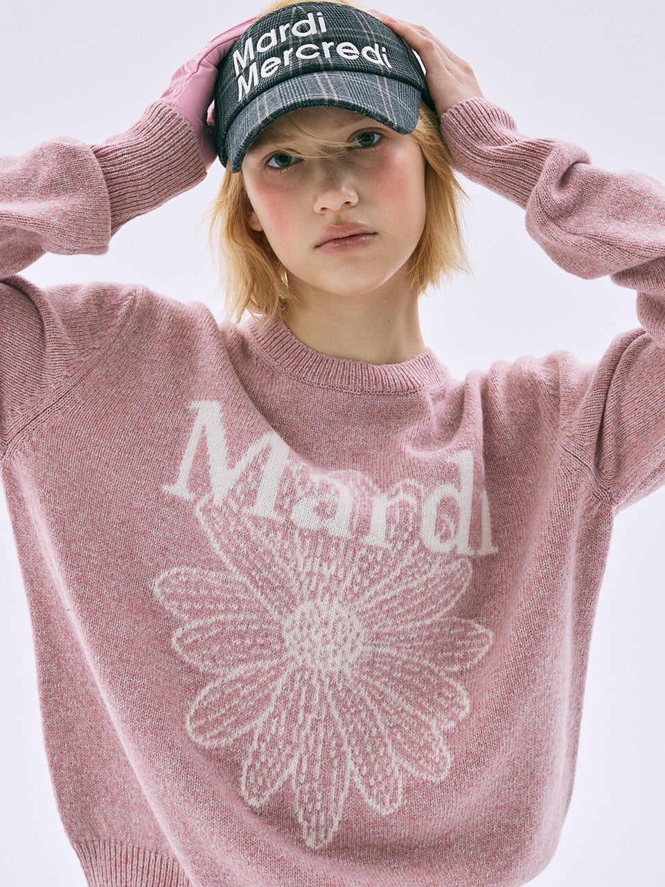 韓國 Mardi Mercredi Tweed Mardi Flower Knit Pullover【MM231】
