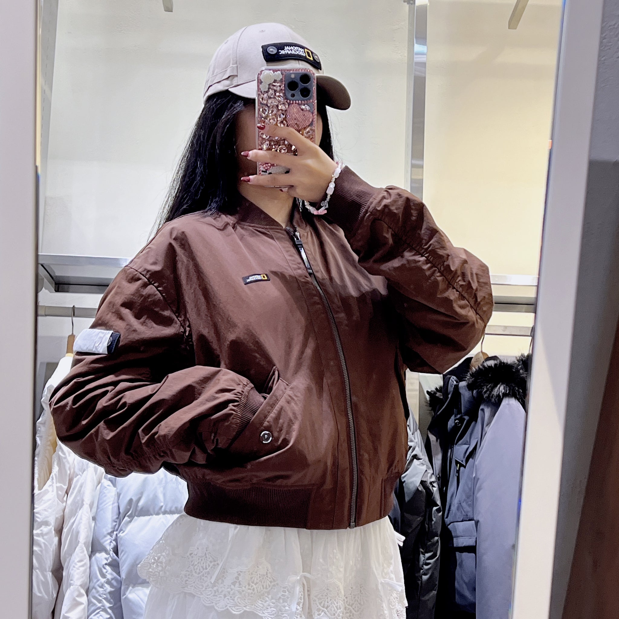 韓國 National Geographic Women's Anas Blue Jean Padded Short Jumper【NG824】