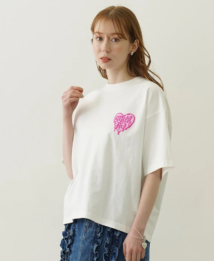 日本直送 MILKFED MELTY HEART FOAM PRINT WIDE S/S TEE【SJ027】