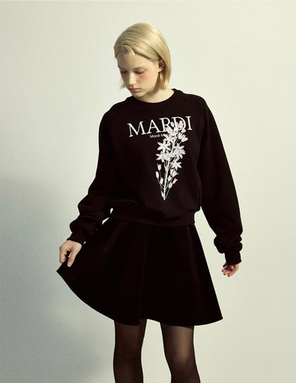 韓國 Mardi Mercredi Sweatshirt Raglan Lilies 01【MM209】
