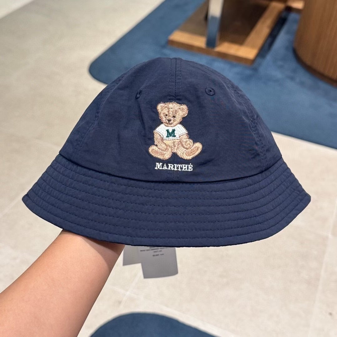 韓國 Marithe Francois Girbaud Enfant Bear Embroidery Round Bucket Hat【MF708】