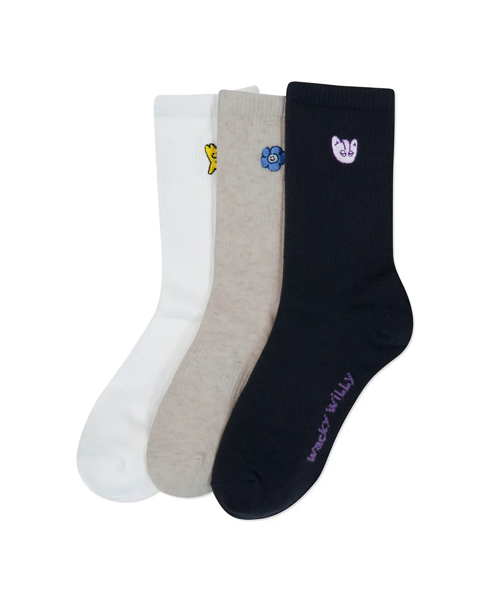 韓國 Wacky Willy Character Socks 3 Pack【WW166】