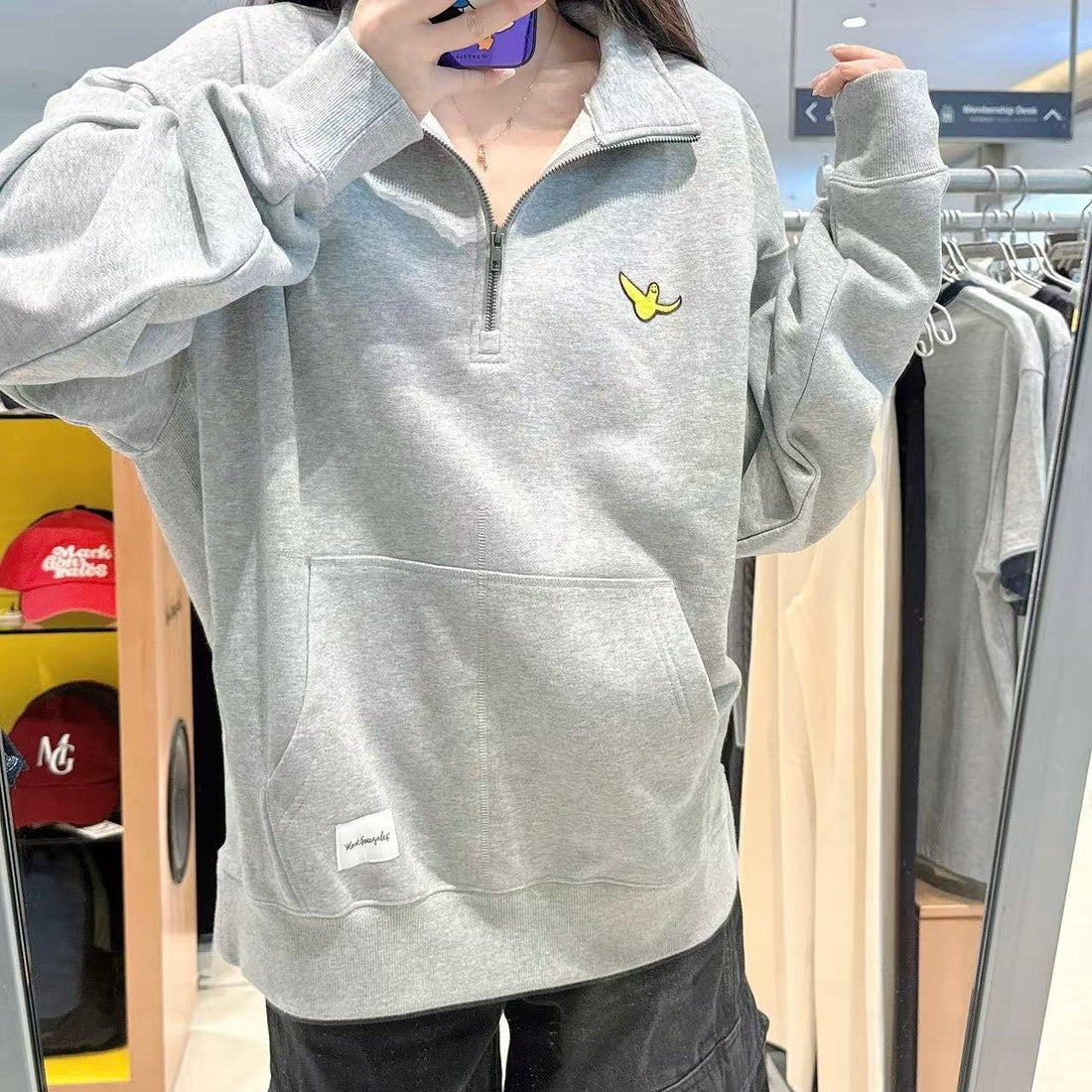 韓國 Mark Gonzales Angel Wappen Half Zip-Up Sweatshirt【MG151】
