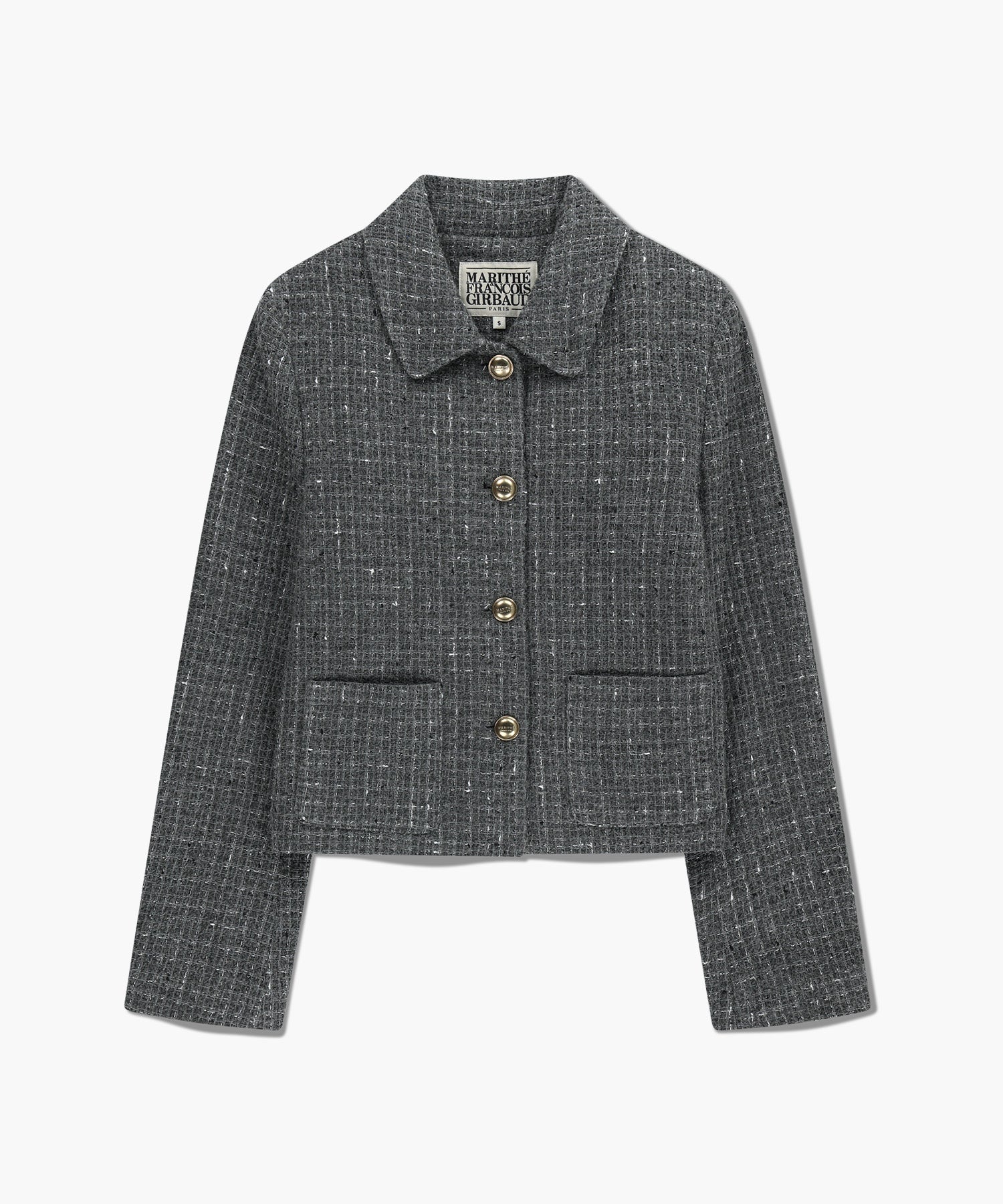 韓國 Marithe Francois Girbaud W Collar Tweed Jacket【MF704】