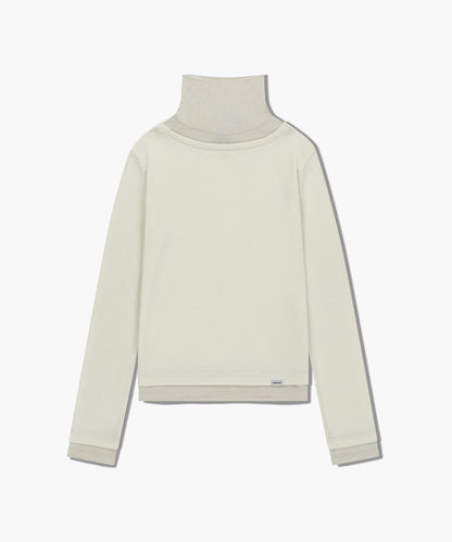韓國 Marithe Francois Girbaud W Layered Turtle Neck Long Sleeve【MF771】