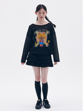 韓國 Ambler Sailor Bear Graphic See-Through Knit【AR120】