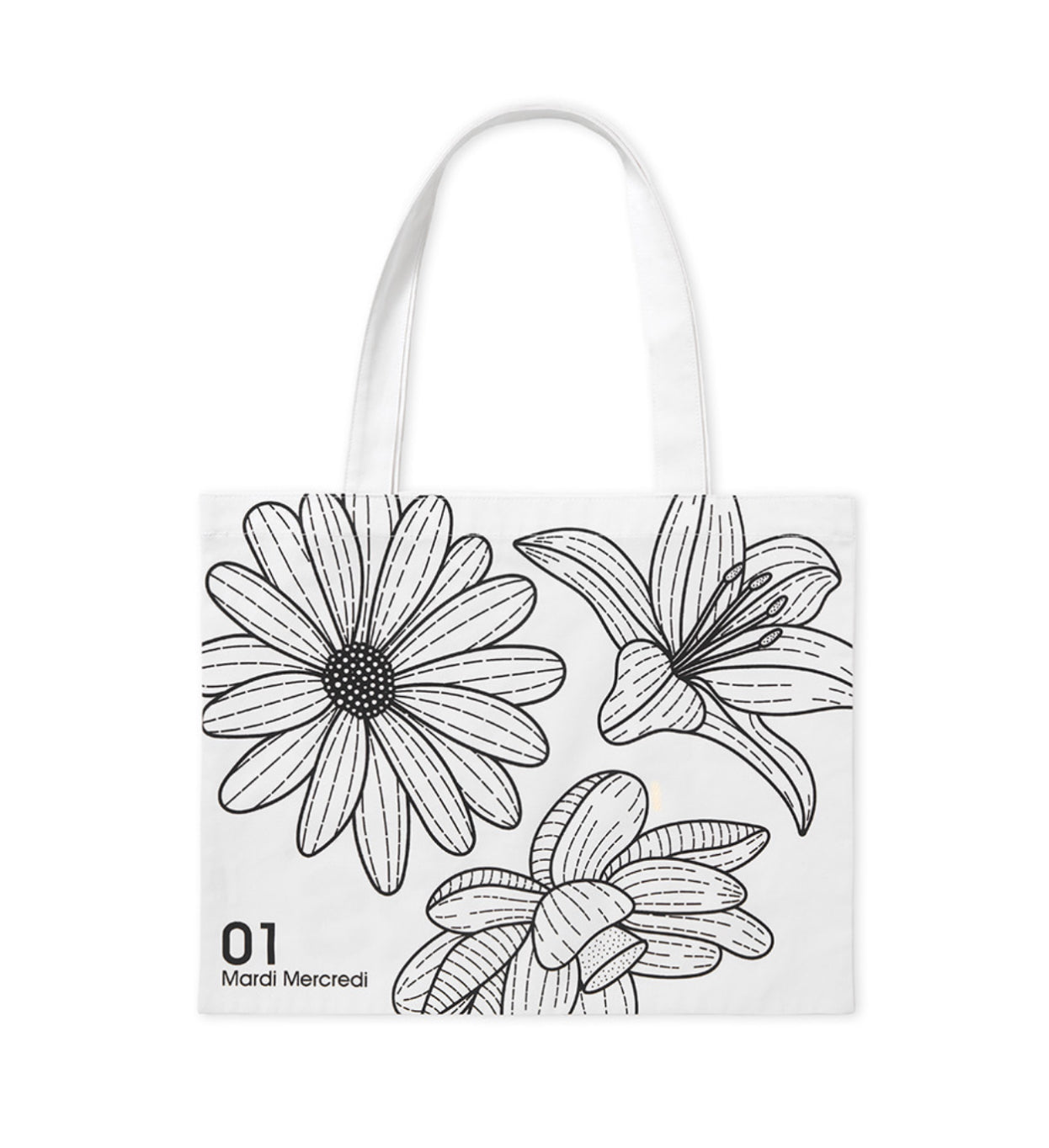 韓國 Mardi Mercredi CANVAS BAG TRIPLE FLOWER 【MM043】