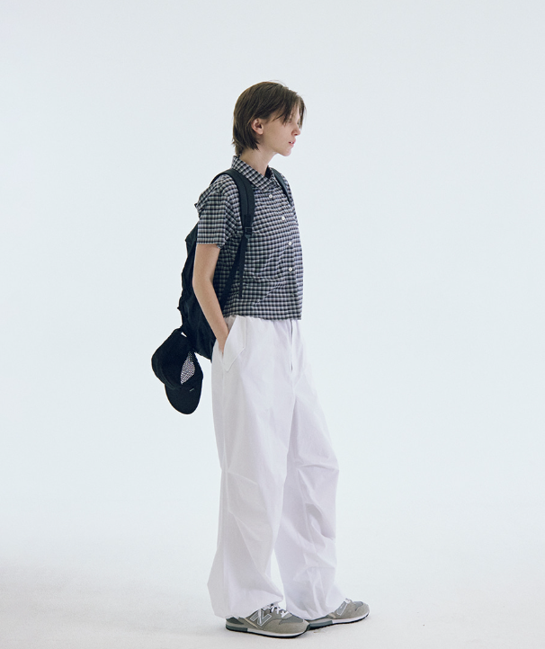 韓國 Markm Women's Cotton Check Short Sleeve Shirt【MA170】