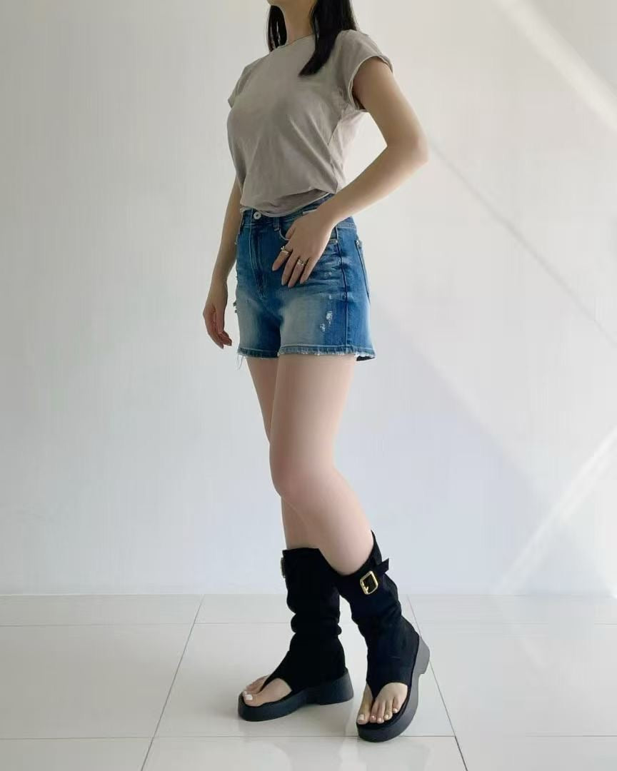 韓國 HowLuk 牛仔短褲 (夏季款)【H6031】