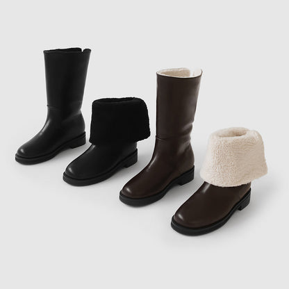 韓國 Sappun Bendor fur-lined mid-calf boots (3.5cm)【AU038】
