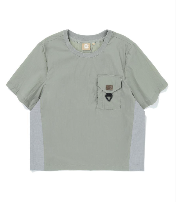 韓國 BBC Pocket Color Block Woven Round T-shirt【BC078】