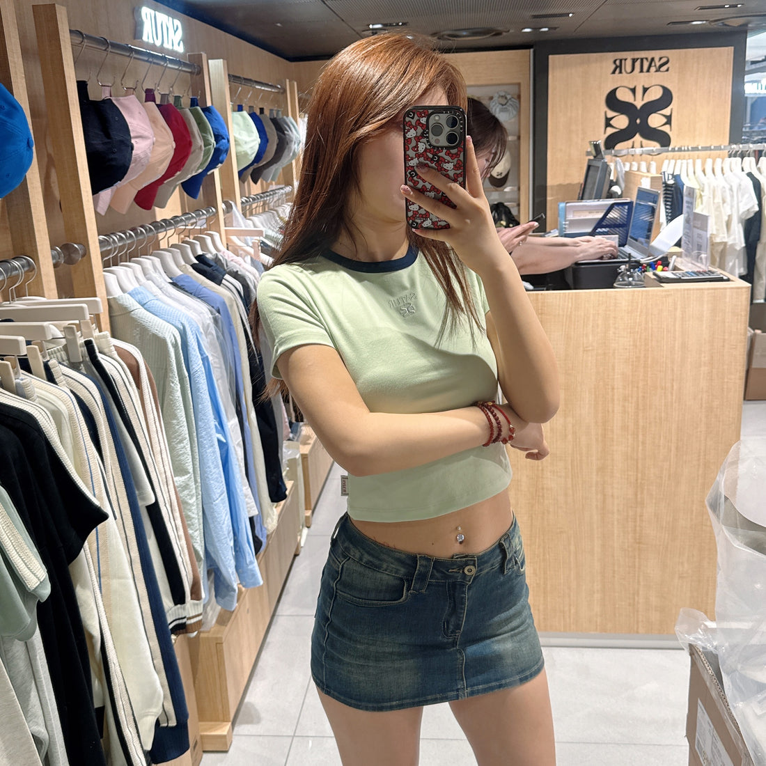 韓國 Satur Apero Crop Ringer Short Sleeve T-Shirt【SR105】