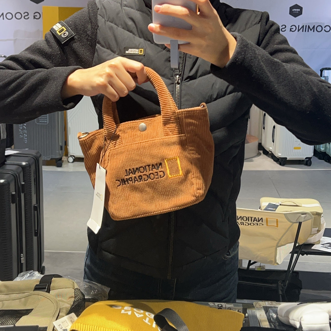 韓國 National Geographic Corduroy Mini Tote Bag【NG337】