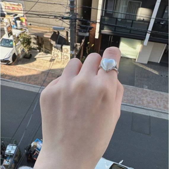 【現貨】日本全新品13*13mm+愛心馬貝戒指 【SV35】