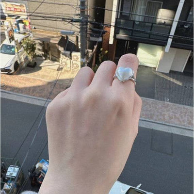 【現貨】日本全新品13*13mm+愛心馬貝戒指 【SV35】