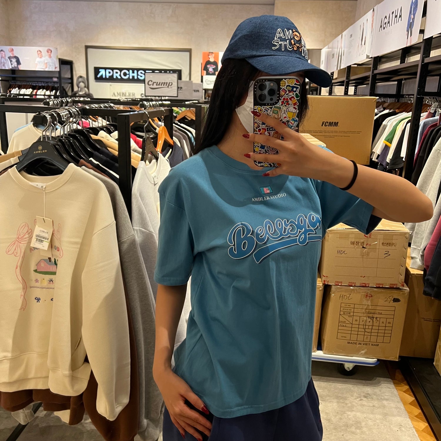 韓國 Ambler x Bellygom Unisex Bellygom Varsity Overfit Short Sleeve T-Shirt【AR012】 - STT Mall HK 靚太網購