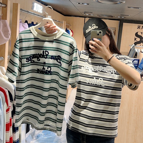 韓國 Satur Bon Voyage Stripe Ringer T-Shirt【SR100】