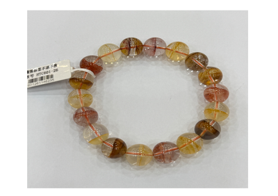 半盆紅黃膠花手串12mm+【SE731】