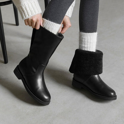 韓國 Sappun Bendor fur-lined mid-calf boots (3.5cm)【AU038】