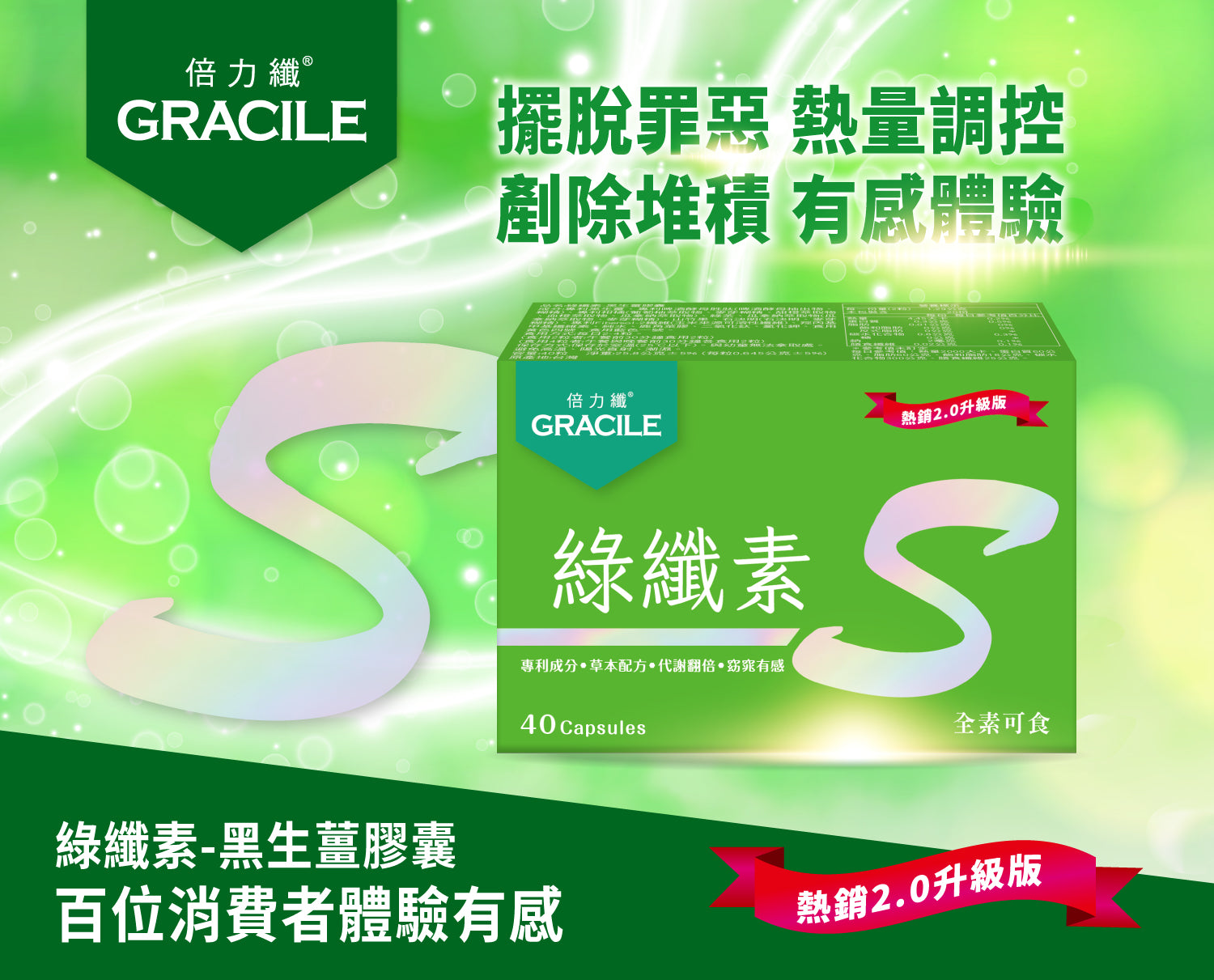 倍力纖 紅纖素20粒+綠纖素40粒【SA071】