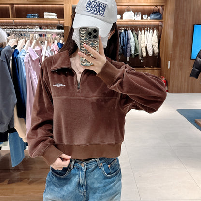 韓國 Marithe Francois Girbaud W Lettering Logo Terry Half Zip-Up Sweatshirt 【MF258】