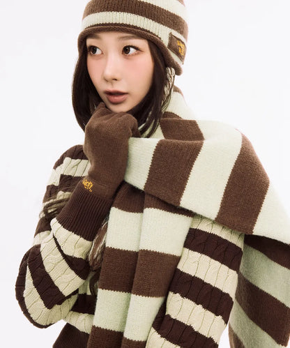 韓國 Wacky Willy Striped knit muffler【WW077】