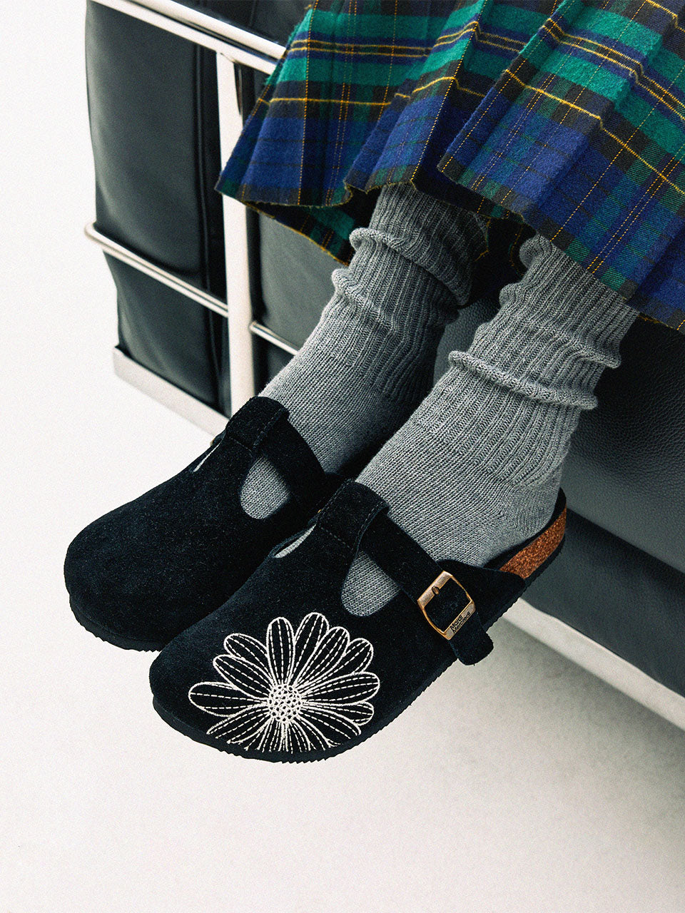 韓國 Mardi Mercredi Classique T-Strap Suede Mule【MM197】