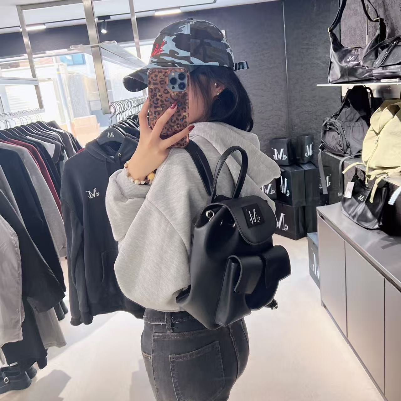 韓國 Mucent Aren Two Pocket Leather Mini Backpack【MU101】