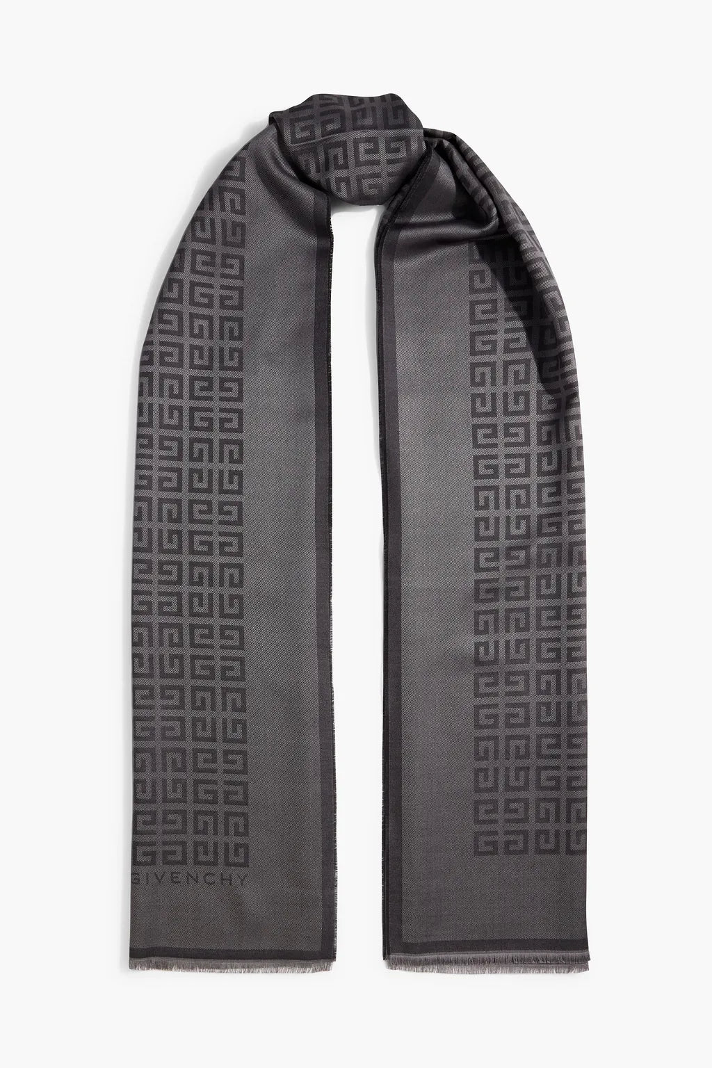 GIVENCHY Fringed silk and wool-blend jacquard scarf