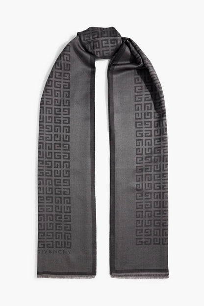 GIVENCHY Fringed silk and wool-blend jacquard scarf