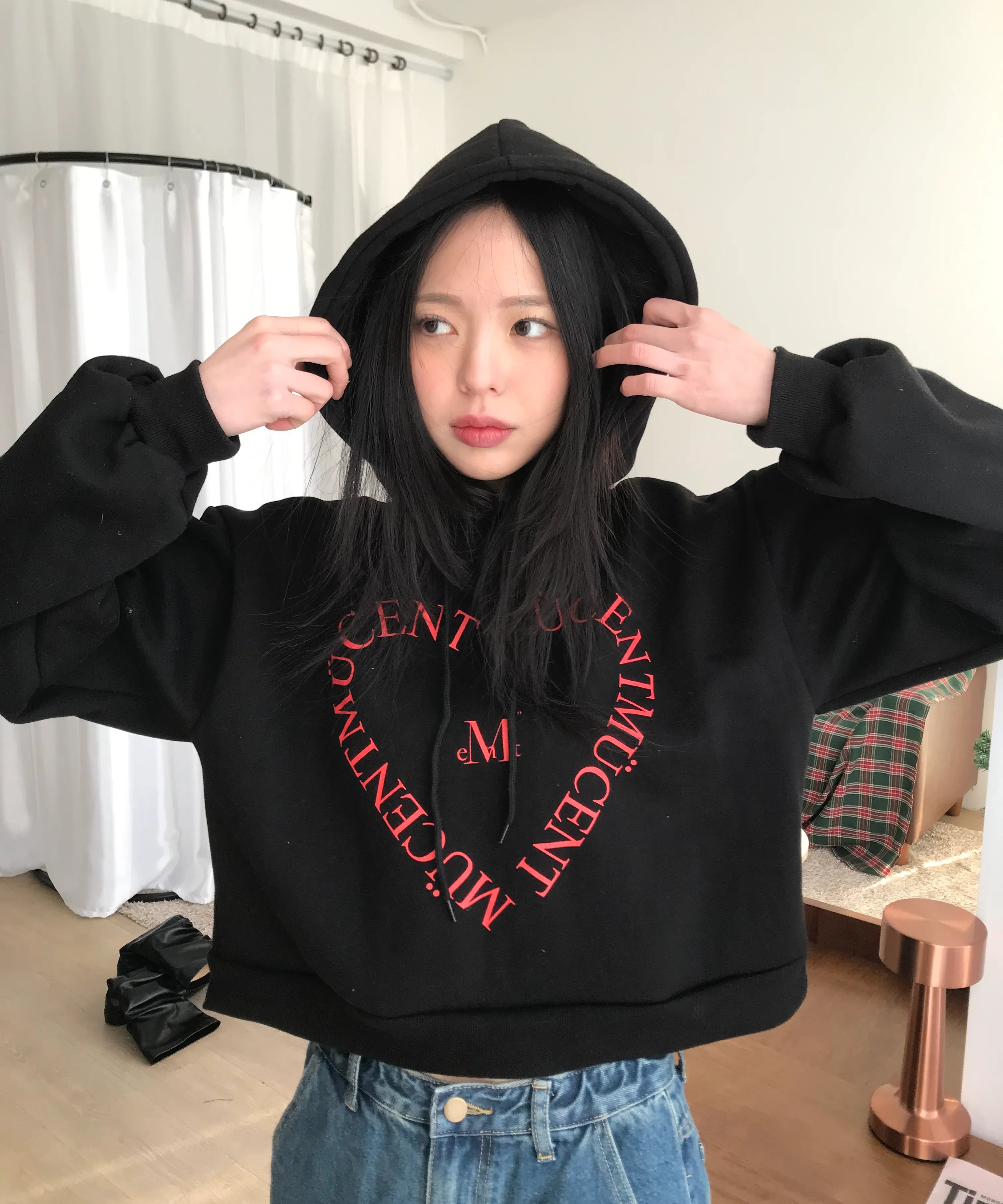 韓國 Mucent Heart Lettering Hood T【MU209】