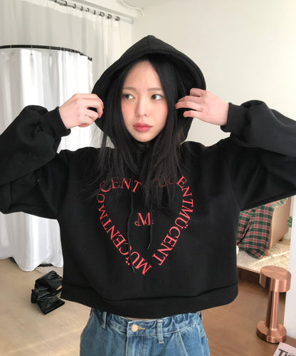 韓國 Mucent Heart Lettering Hood T【MU209】