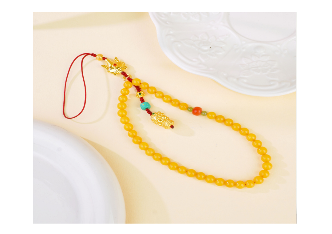 琥珀蜜蠟圓珠手機鏈 6+mm【SE647】