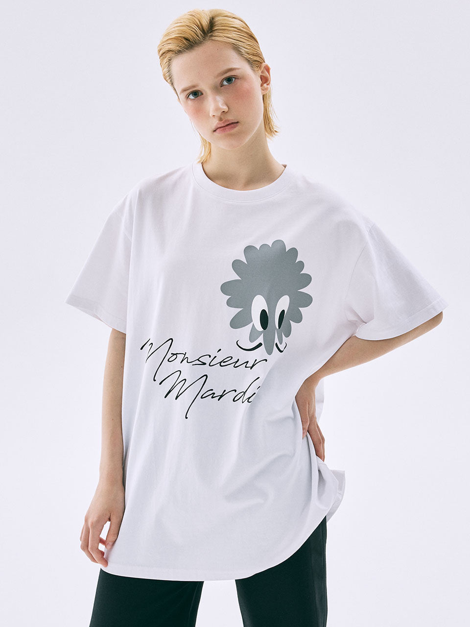 韓國 Mardi Mercredi Unisex Tshirt Monsieur With Logo【MM204】