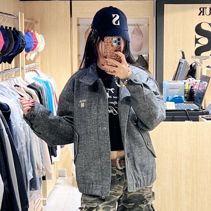 韓國 Satur Herringbone Wool Blend Blouson Jacket【SR199】