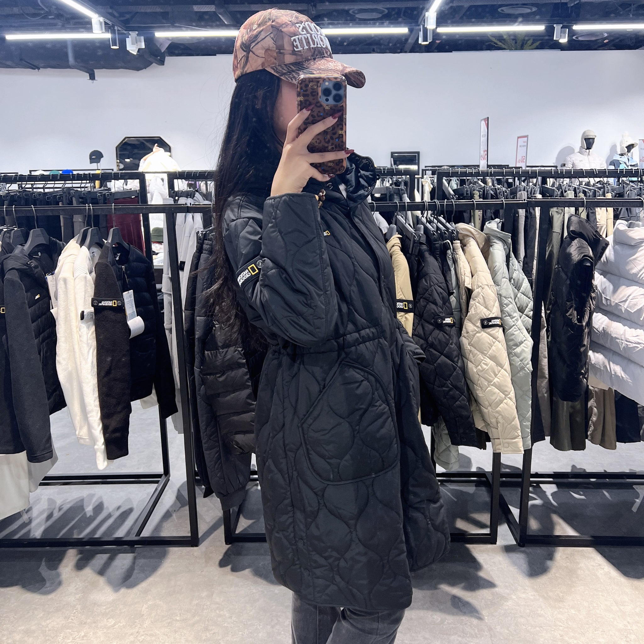 韓國 National Geographic Women's Elk Hooded Padded Long Jumper【NG073】