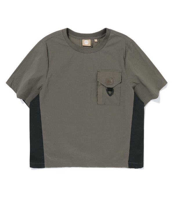 韓國 BBC Pocket Color Block Woven Round T-shirt【BC078】