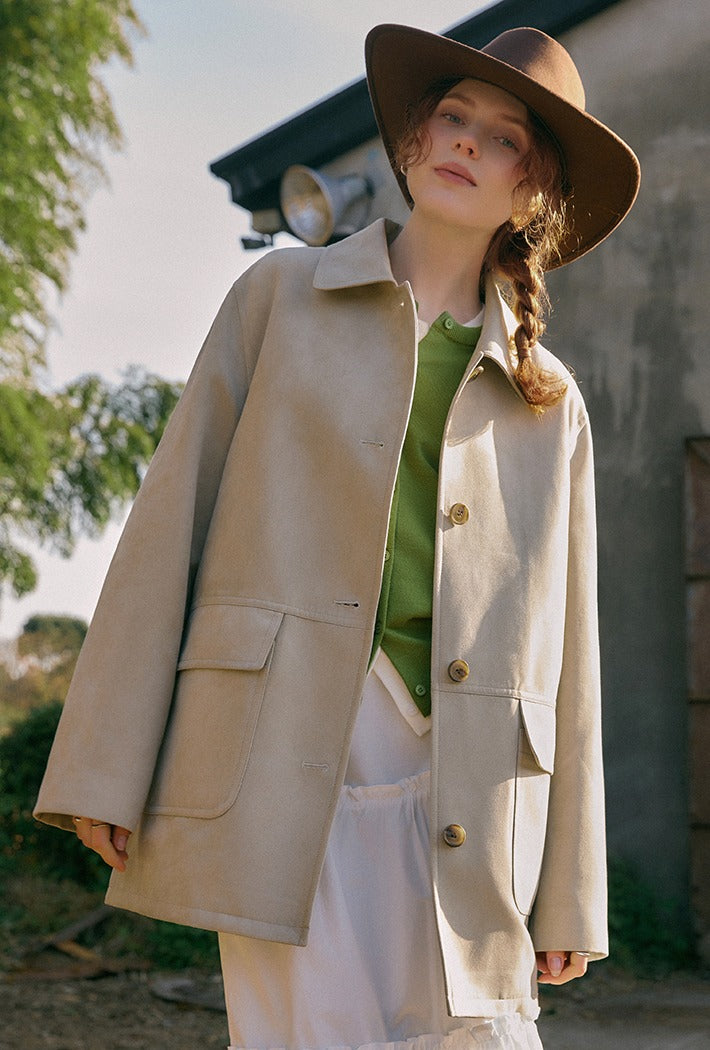 韓國 SPAO Women's Suede Half Coat【SP365】