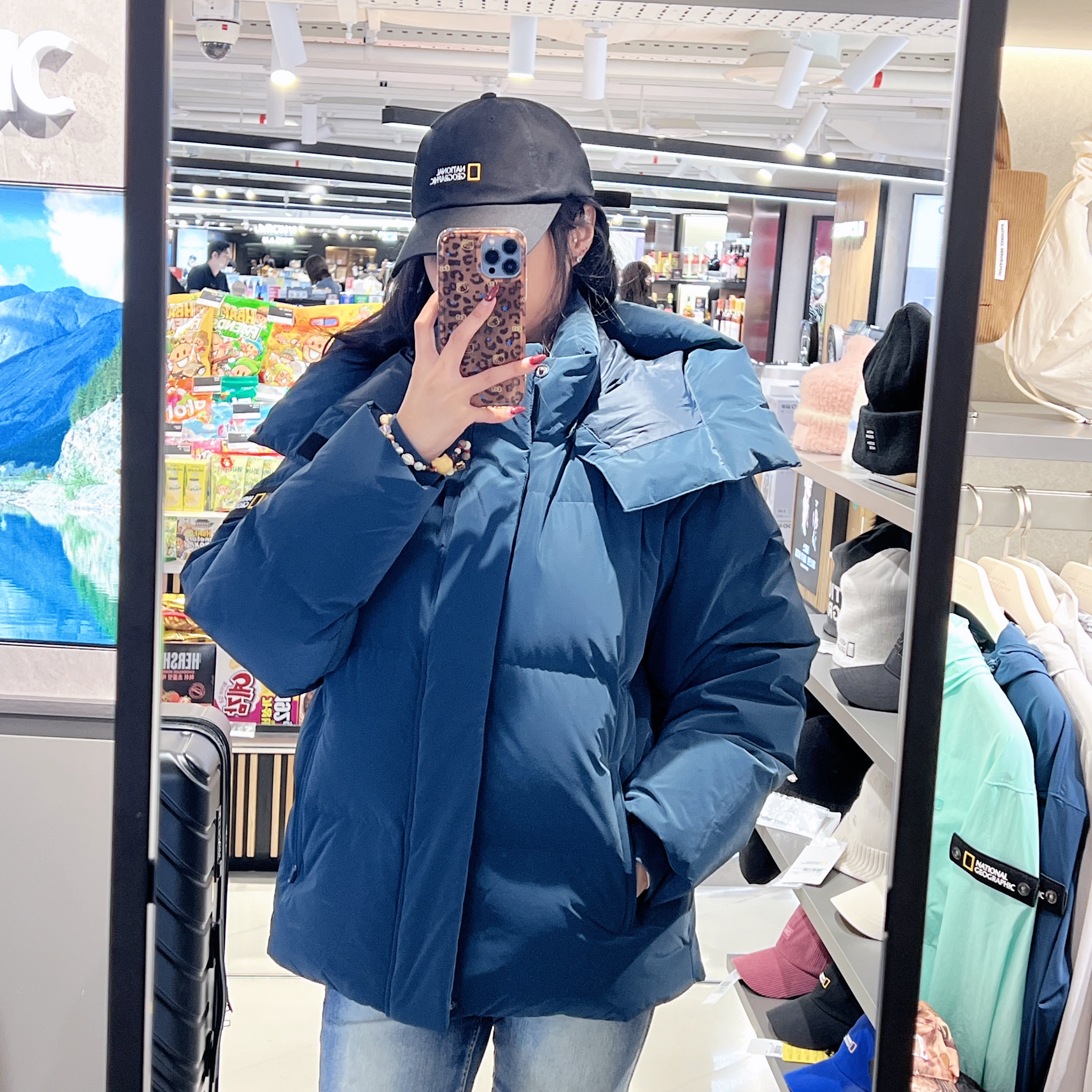 韓國 National Geographic Glossy Short-Length Hoodie Down Jumper【NG130】