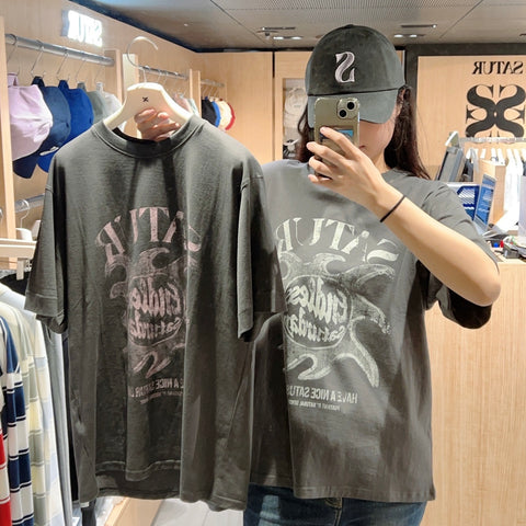 韓國 Satur Sun Retro Graphic T-Shirt【SR103】