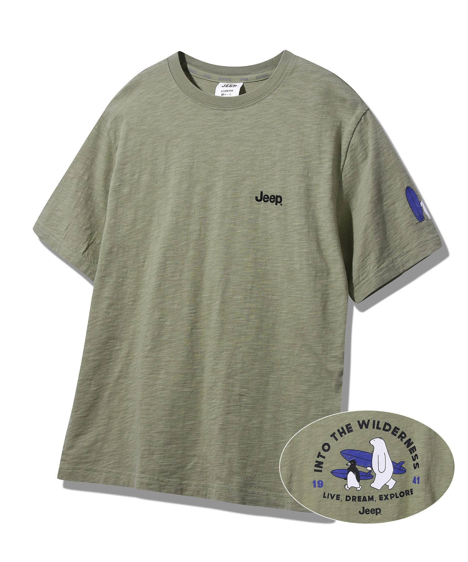 韓國 Jeep Surfing Bear Slub Long Sleeve T-Shirt【JP039】